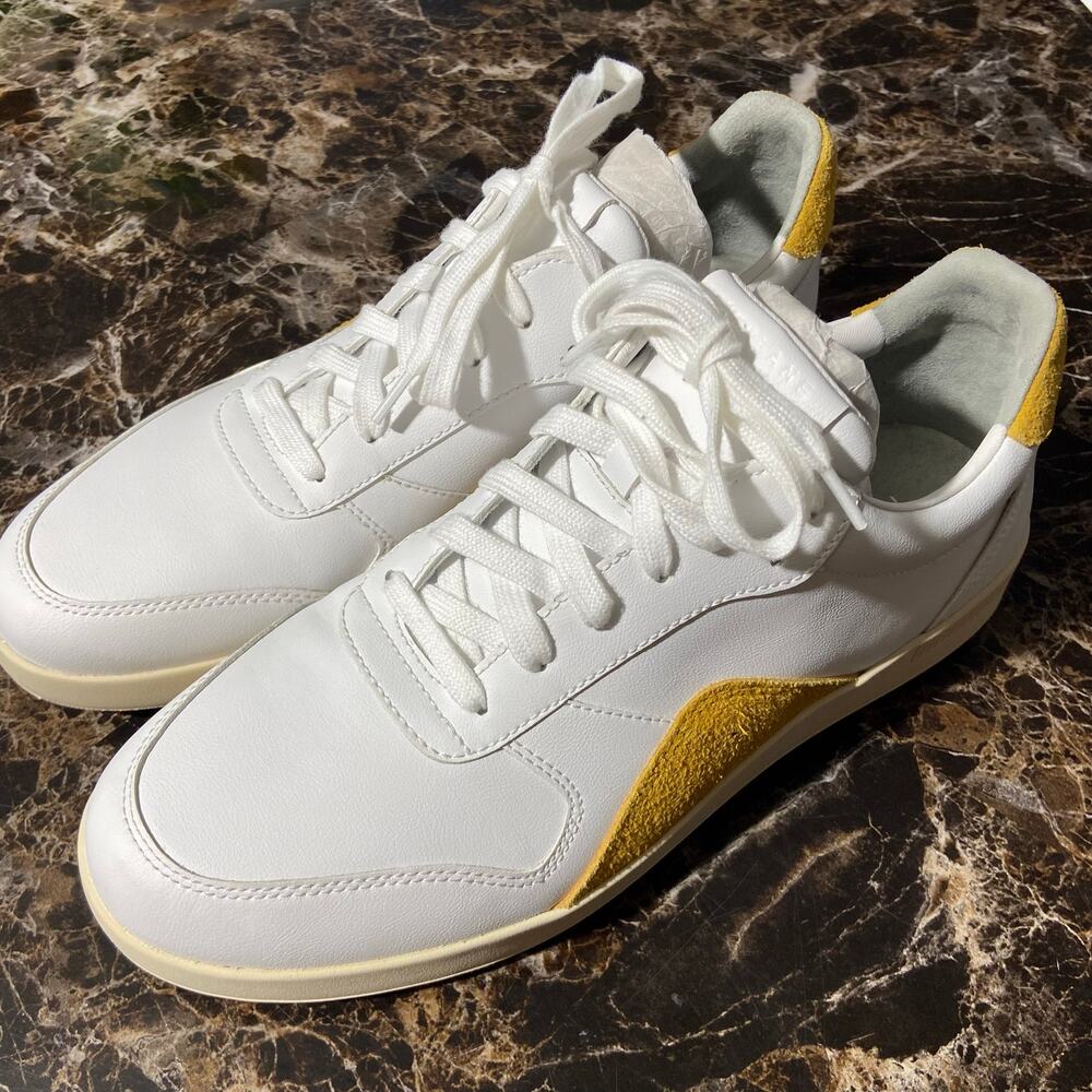 Everlane Mens White / Mustard The Court Sneaker Size 9